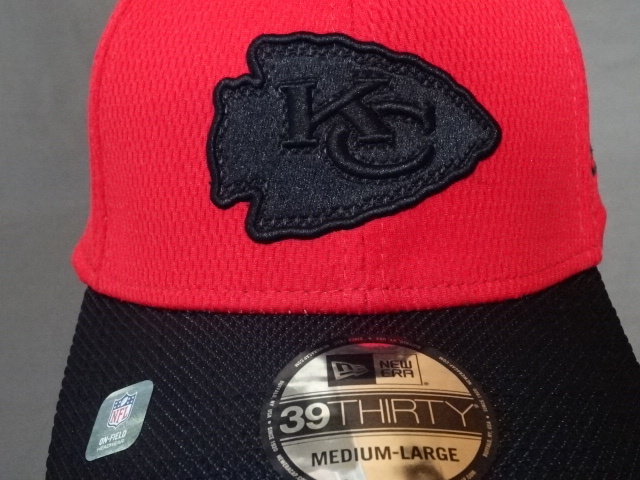 USA購入【NEWERA】【39THIRTY】 NFLアメフト カンザスシティ チーフス【Kansas City Chiefs】ロゴ刺繍入りキャップ 赤黒(M-L)拍卖