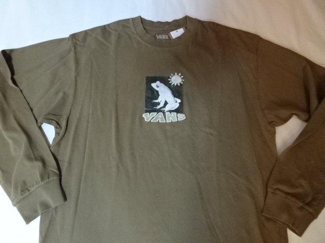 USA購入 人気アメカジスケボーブランド バンズ【VANS】【OFF THE WALL】ロゴ刺繍入り カエルプリント ロングスリーブTシャツUS Mサイズ拍卖