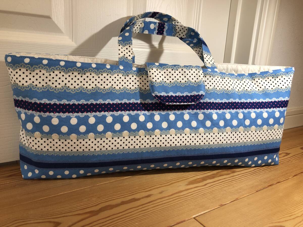 レーシードット柄 スカイブルー① 鍵盤ハーモニカバック ハンドメイド拍卖