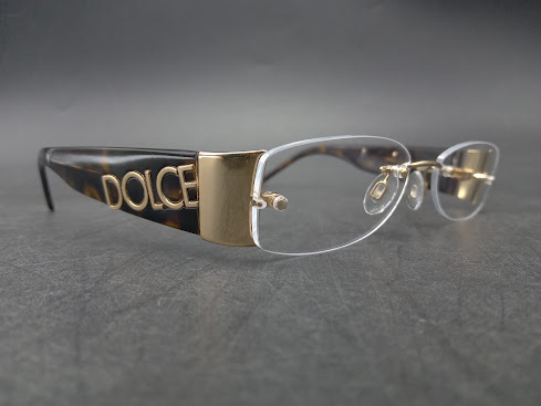 ▽ 【361】 D&G メガネ / DOLCE&GABBANA アイウェア Eyewear 眼鏡 スクエア リムレス ツーポイント べっこう柄 ゴールド拍卖