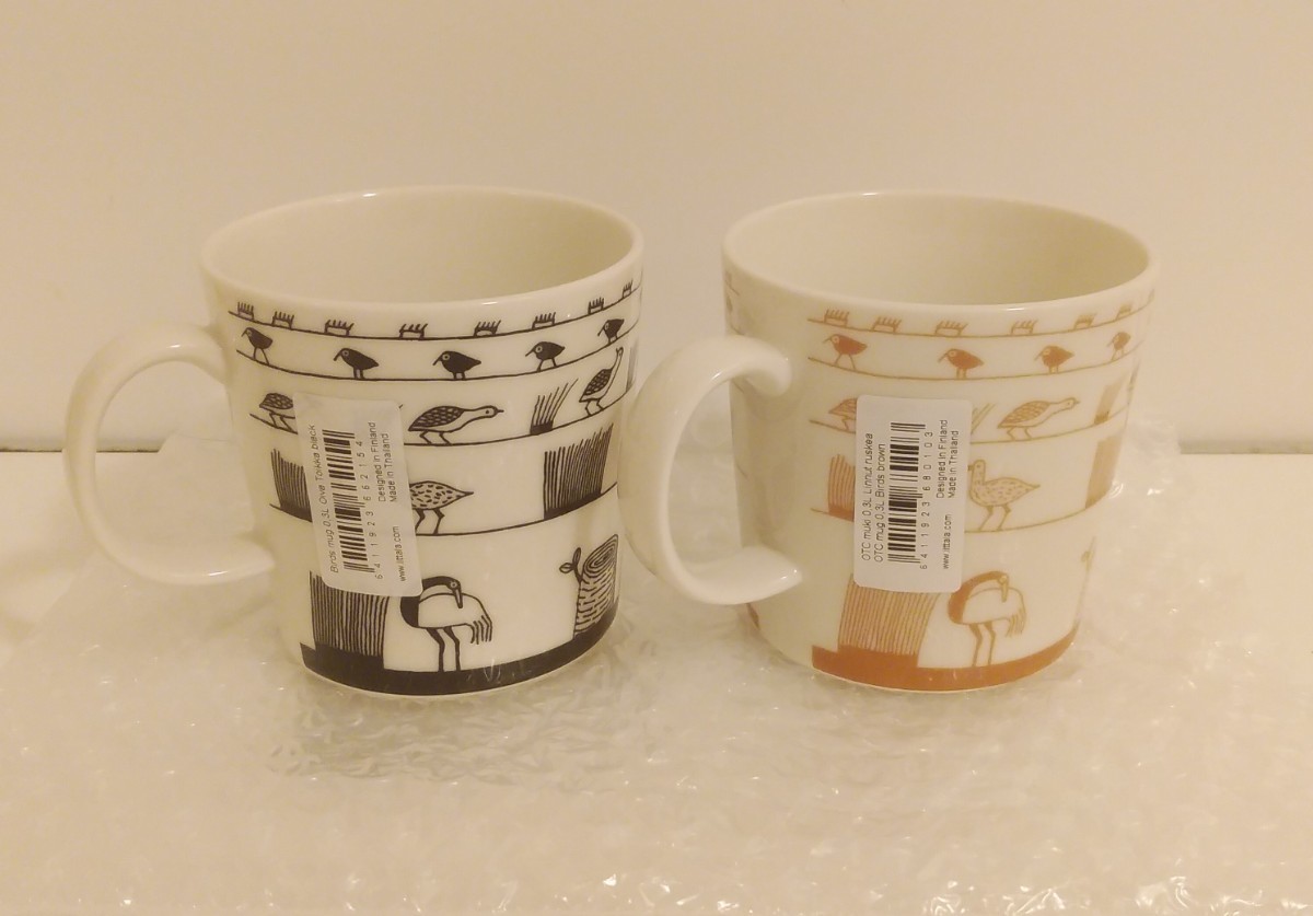 iittala イッタラ オイバ・トイッカ bird mug バードマグ 0.3L ブラック ブラウン 2点セット拍卖