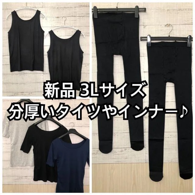 新品☆3L♪分厚いタイツやインナーをまとめて♪☆m756拍卖
