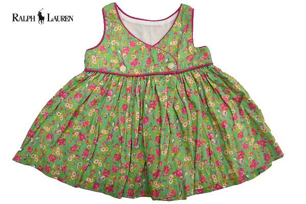 O-285★送料無料★美品★Ralph Lauren ラルフローレン★春夏 グリーンカラー 花柄 ノースリーブワンピース 3M 30/44拍卖