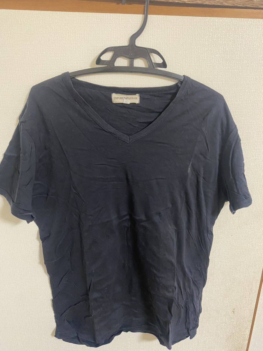 エンポリオアルマーニ半袖Tシャツ 表記XXL 実寸サイズはXL位です。左袖にイーグルマーク 美品です。黒拍卖