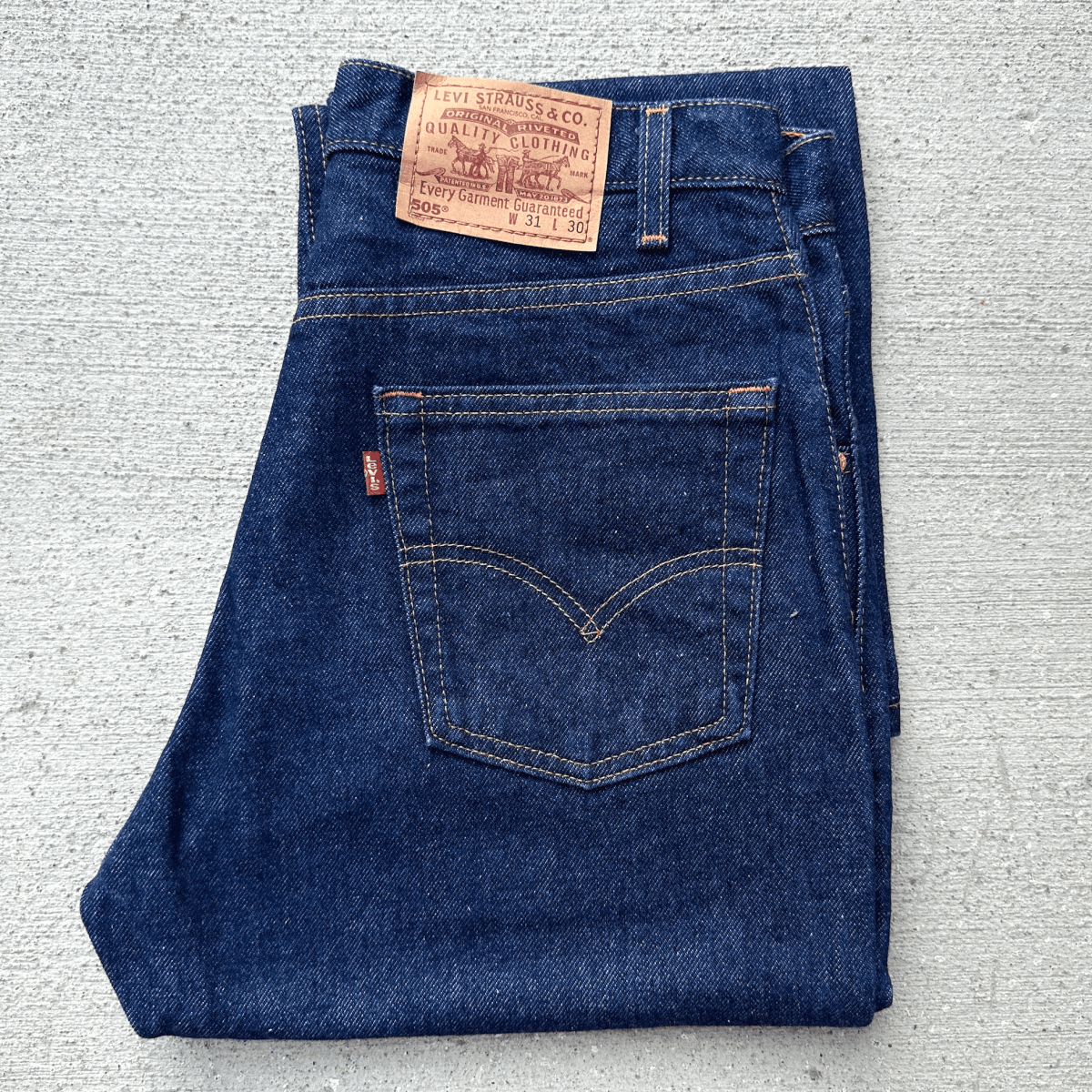 米国製 90s 赤文字パッチ Levi’s 505-0217 W31 L30 ビンテージ 濃紺 美品 色落ちほぼ無し アメリカUSA製 1990年代 ジーンズ デニムパンツ拍卖