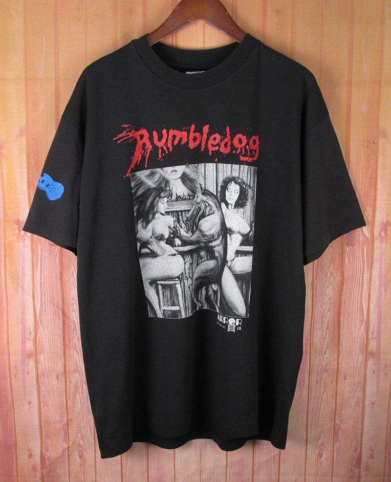 LST10562 90s Rumbledog Tシャツ HANES USA製 ロックT MIRROR RECORDS ブラック X LARGE拍卖