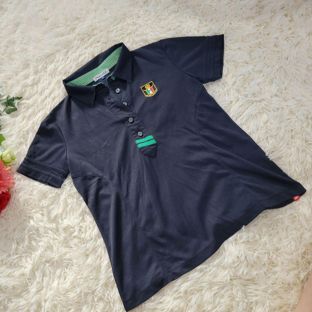 FILA フィラ スポーツ ポロシャツ 襟つき ロゴ 半袖 Tシャツ ネイビー拍卖