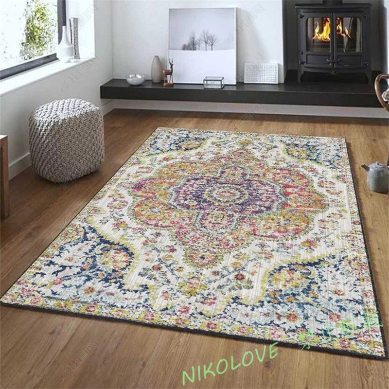 LD316☆高品質 ペルシャ絨毯 シルク調 高密度ノット ラグ/マッ 玄関マットト カーペット ウィルトン 滑り止め付 140×200cm A33拍卖