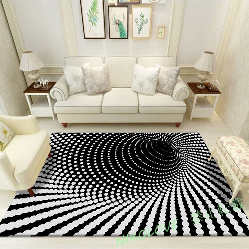 LD405☆トリックアート マット 3D ボルテックス ブラックホール フロアマット リビング マット インテリア ラグ 160×230cm A07拍卖