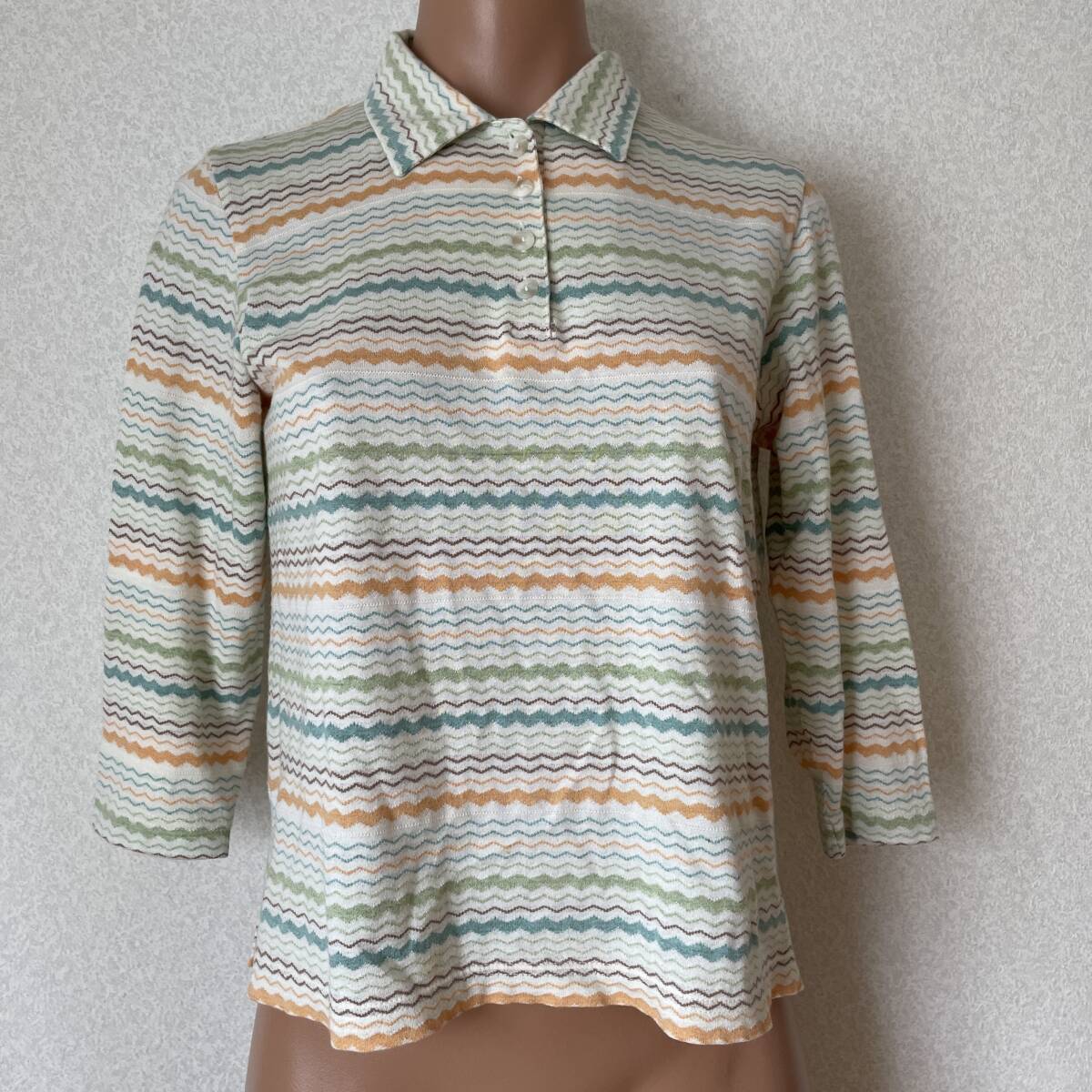 CHARGE チャージ レナウン 7分袖 ボーダーシャツ M拍卖