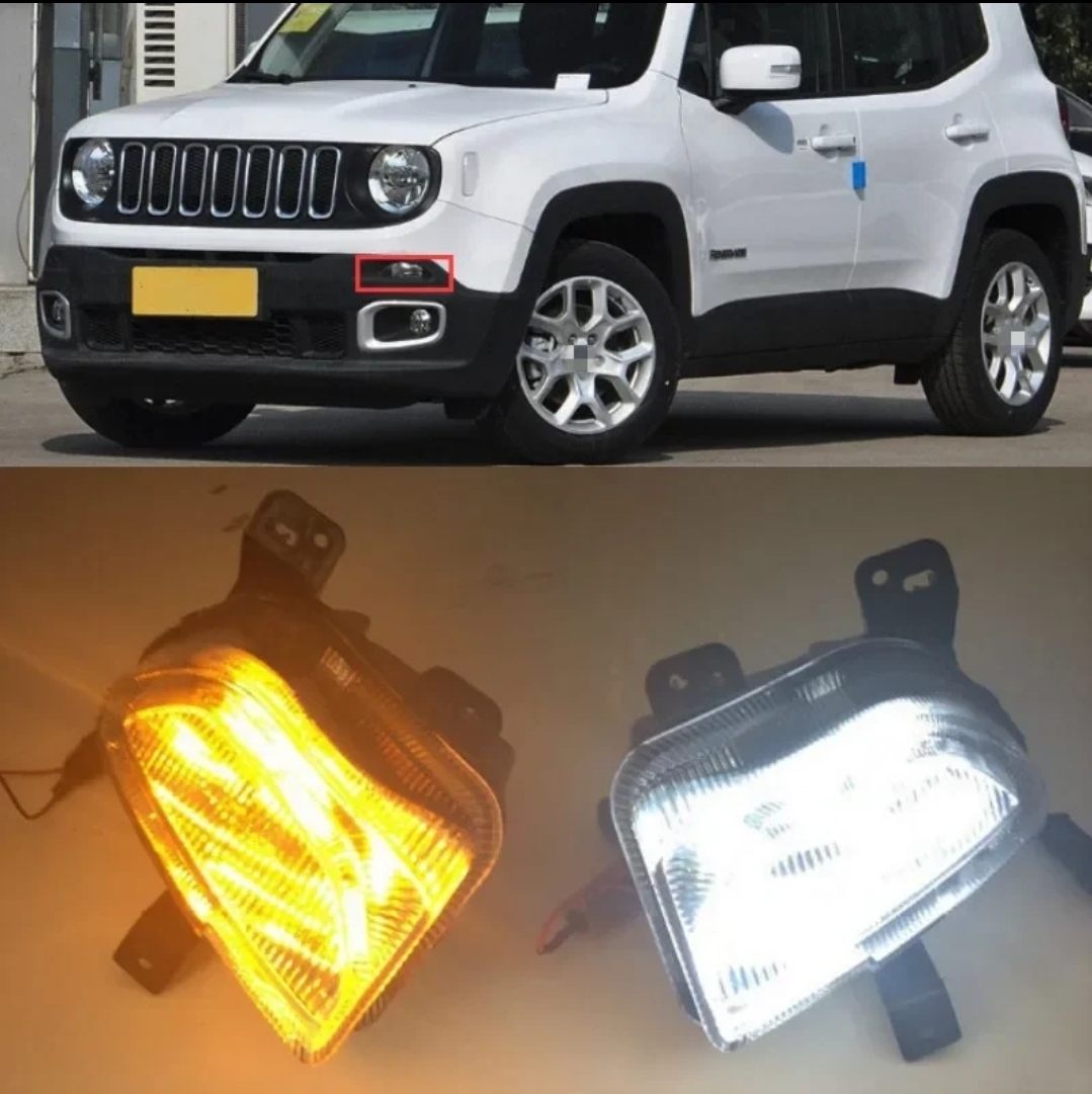 ⑦ジープレネゲード 2015‐2018 高照度LEDデイライト デイタイムランニングライト フォグランプ ホワイト/イエロー切り替え 純正互換 汎用拍卖