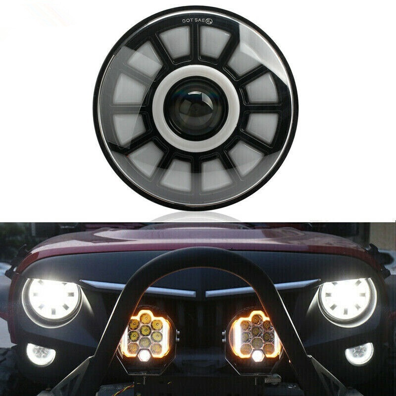 ①7インチ LEDヘッドライト カスタム 高品質 DRL ジープラングラーJK TJ CJ LJオフロード4 × 4 スズキ サムライ 純正互換 汎用品拍卖
