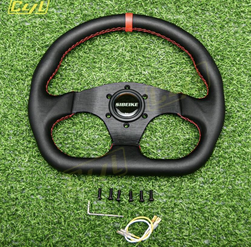 ③【送料無料】ユニバーサルレザーステアリングホイール,13インチ,320mm,タイプD, 汎用品 社外品拍卖