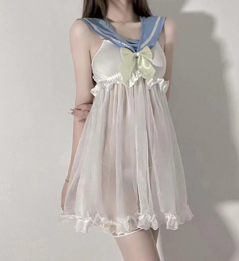 FD0519 レディースワンピース sexy大人 ☆   可愛い  パジャマ  部屋着   ブルー拍卖