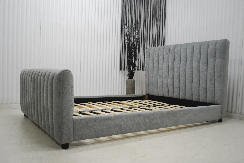 大特価 アウトレット 展示品 送料無料 現品限り 未使用 ラグジュアリーモダン ホテルライク 優雅なダブルベッドフレーム グレイ拍卖