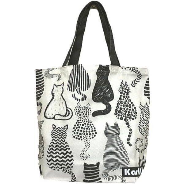 猫柄プリント両面のトートバッグ キャンパス素材拍卖