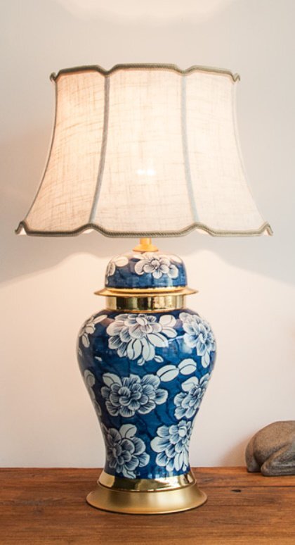 テーブルランプ ナイトスタンド 間接照明 LED対応 陶器 アンティーク 北欧 おしゃれ デザイナーズ インテリア 玄関 リビング 寝室 ブルー拍卖