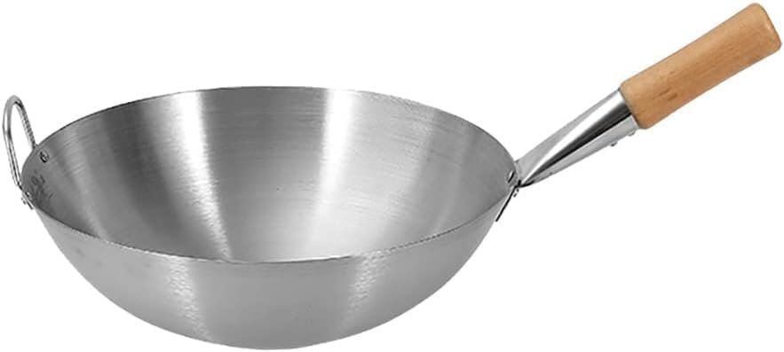 フライパン 鍋 鉄フライパン 中華鍋 片手鍋 炒め鍋 ステンレス鋼中華鍋 30-40CMコーティングされていないステンレス製の鍋 省エネ 軽くてサ拍卖
