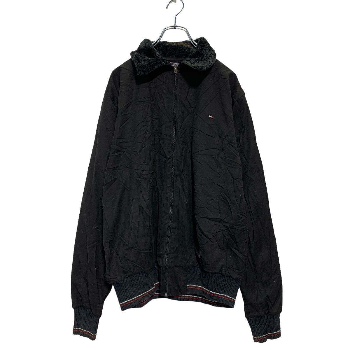 TOMMY HILFIGER ジップアップ ジャケット L ブラック トミーヒルフィガー 襟ボア 古着卸 アメリカ仕入 a605-6067拍卖