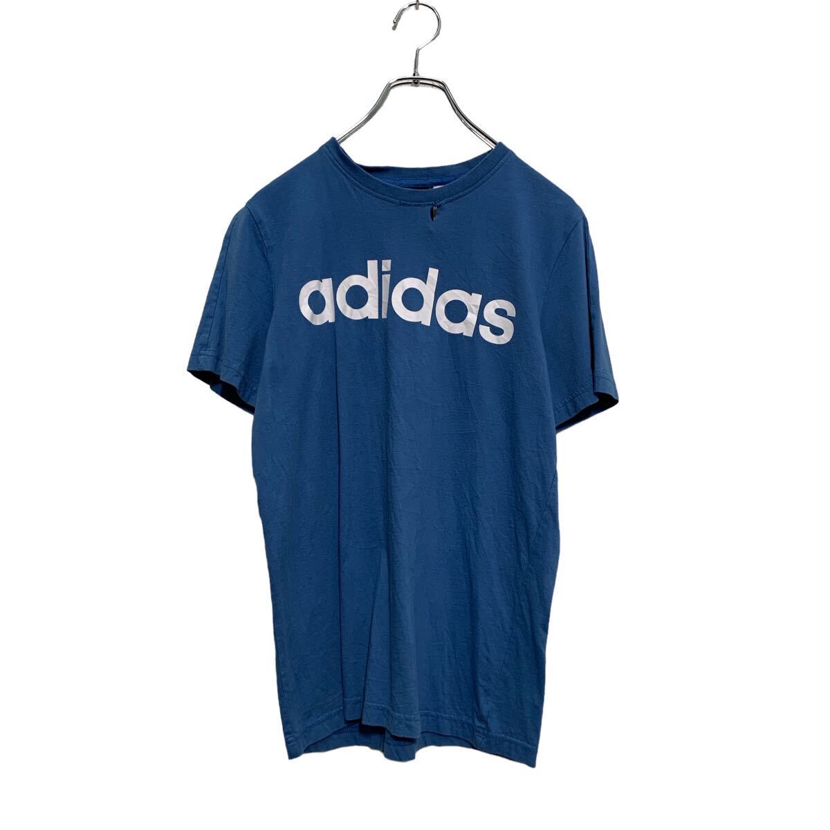 adidas 半袖 ロゴTシャツ L 160~ キッズ ブルー アディダス クルーネック 古着卸 アメリカ仕入 a605-6607拍卖