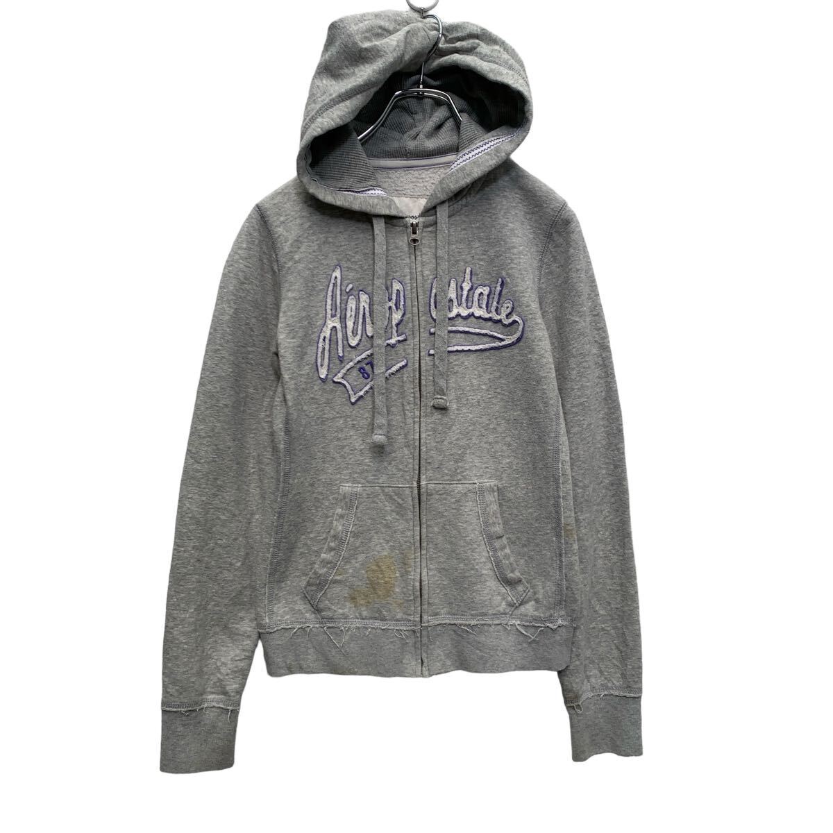 aerpostale ジップアップ ロゴスウェット パーカー S レディース グレー 裏起毛 古着卸 アメリカ仕入 a605-7266拍卖