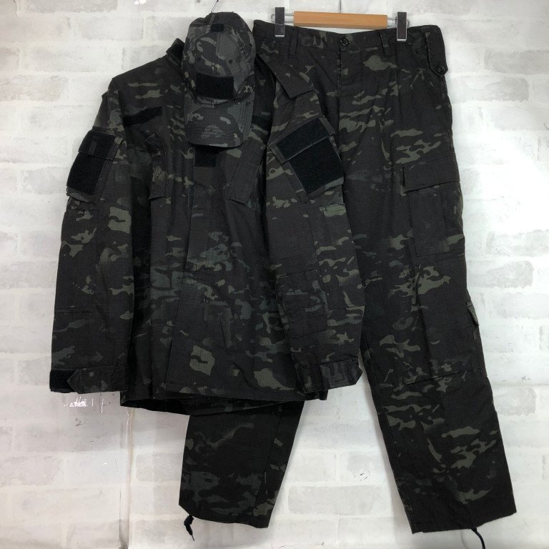 SHENKEL シェンケル 迷彩服 上下 キャップ セットアップ BDUジャケット カーゴパンツ SIZE:M マルチカモ ブラック MU632024050204 拍卖