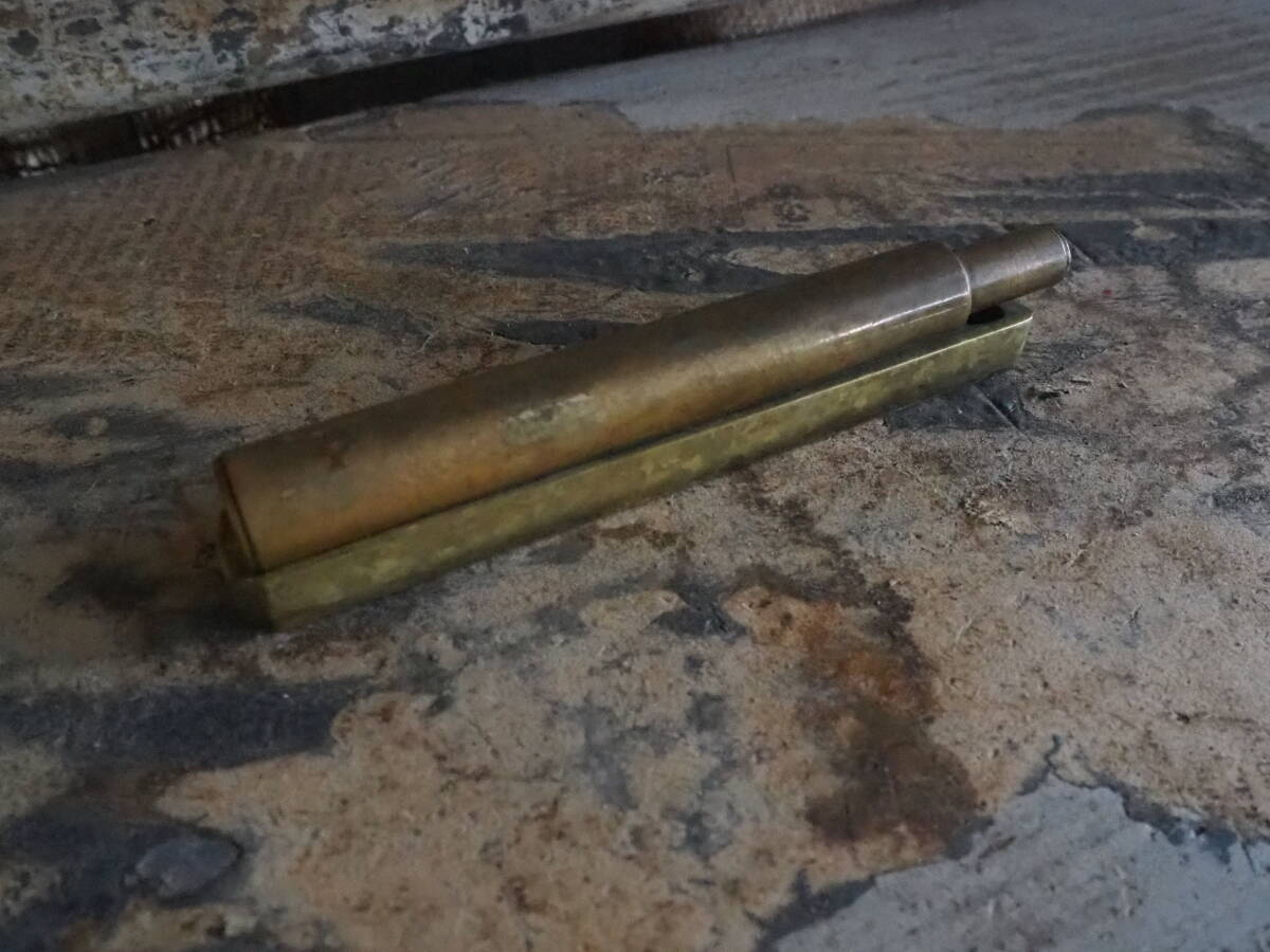 【フランス蚤の市真鍮の簡易錠】扉ドアロック古道具アンティーク骨董インテリア鍵インダストリアル錠前工業系金庫トイレ風呂拍卖