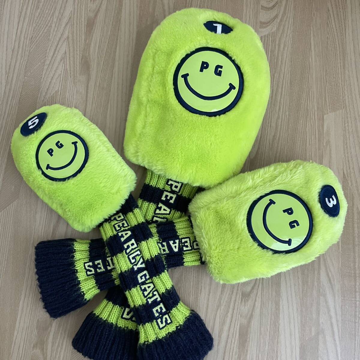 美品 PEARLY GATES パーリーゲイツ ヘッドカバー ドライバー ウッド UT 3点 ニコちゃん拍卖