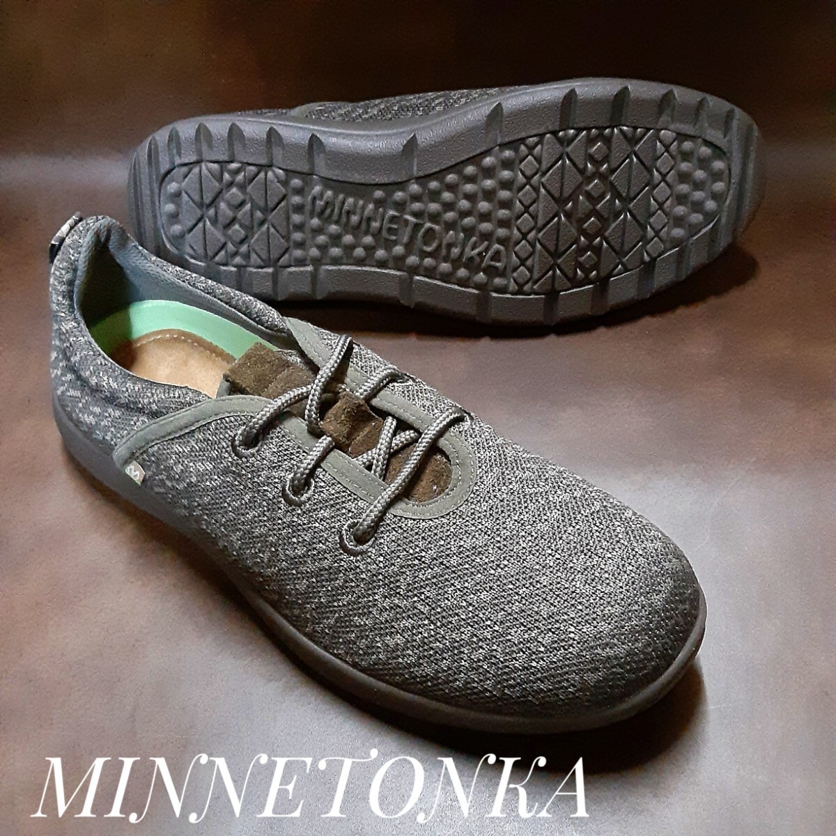 最値!新品!定15400円!希少旧モデル!アーカイブデザイン!ミネトンカ(MINNETONKA)高級スニーカー!マーブルブラウン!茶色 サイズ表記9M 27cm拍卖