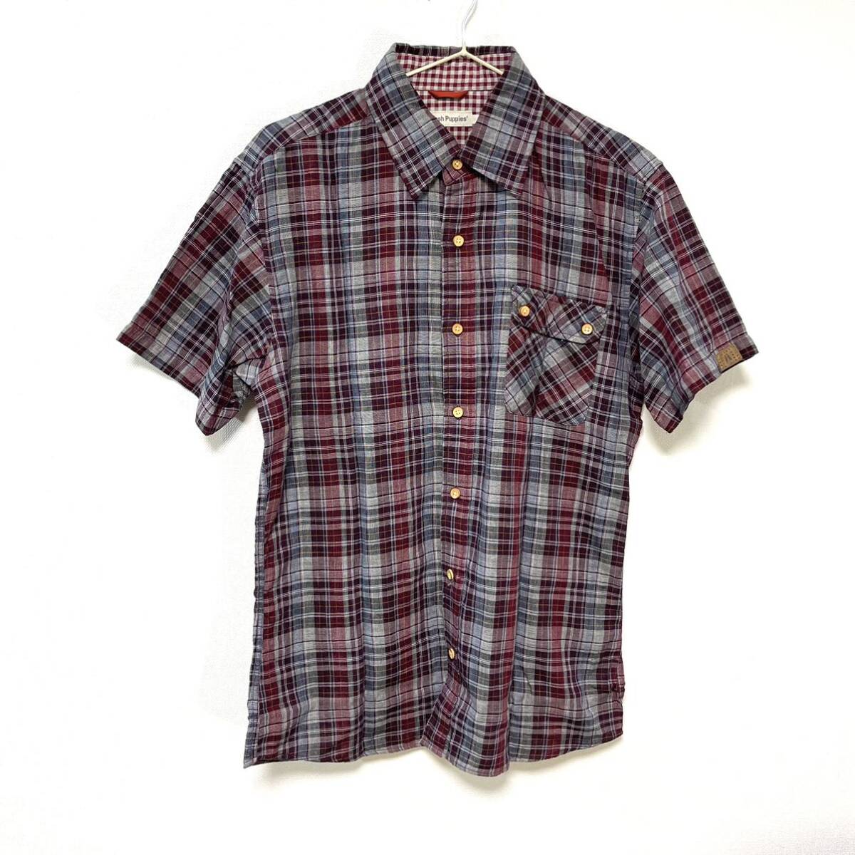 ★超美品★Hush Puppies ハッシュパピー 半袖シャツ メンズM コットン100%拍卖
