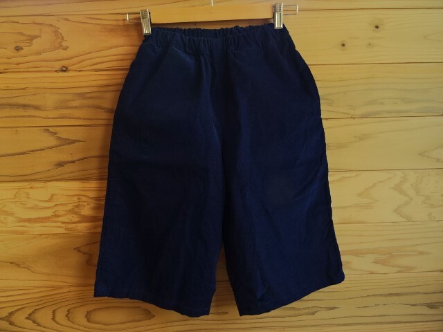 コーデュロイショートパンツ ショーツ ゴムパン ハーフパンツ 細畝 ポケット有 ハンドメイド 紺色 ネイビー メンズ レディース USED 古着拍卖