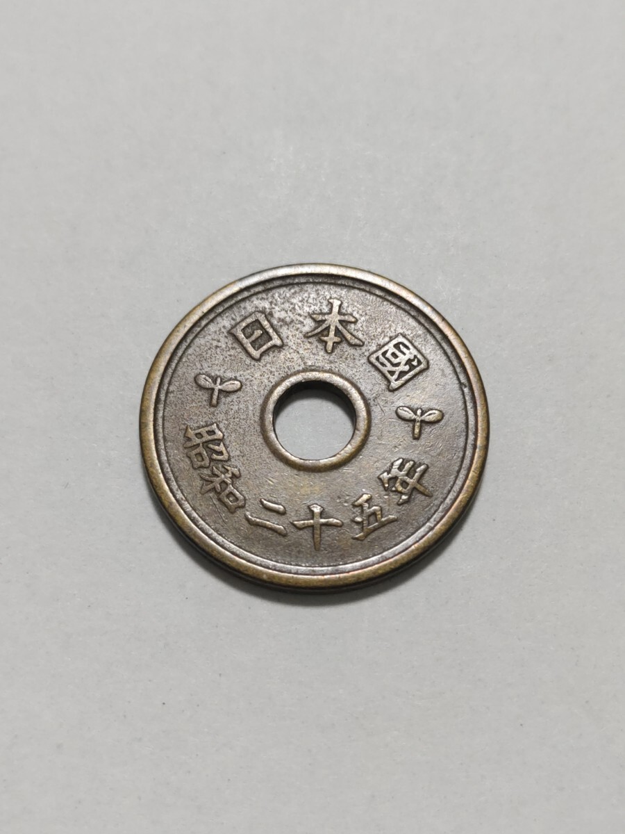 昭和25年(1950年)発行 楷書体5円硬貨 黄銅貨 1枚拍卖