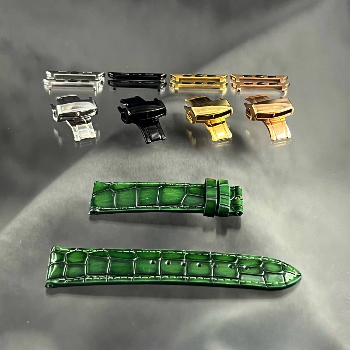 グロスグリーン 動画 本革 クロコダイル ベルト バンド アップルウォッチ シリーズ10 ウルトラ SE 46mm 45mm 41mm 49mm 40mm 44mm 42mm拍卖