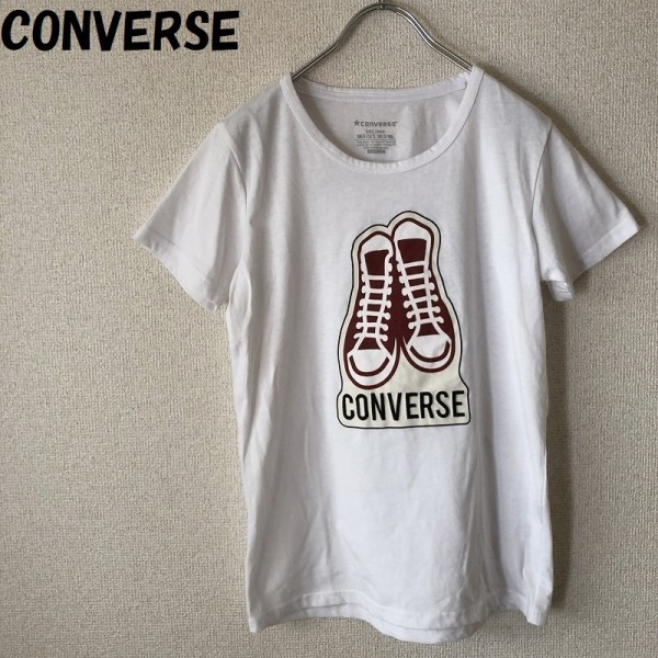 【人気】CONVERSE/コンバース ビッグプリントTシャツ ホワイト サイズL レディース/2239拍卖