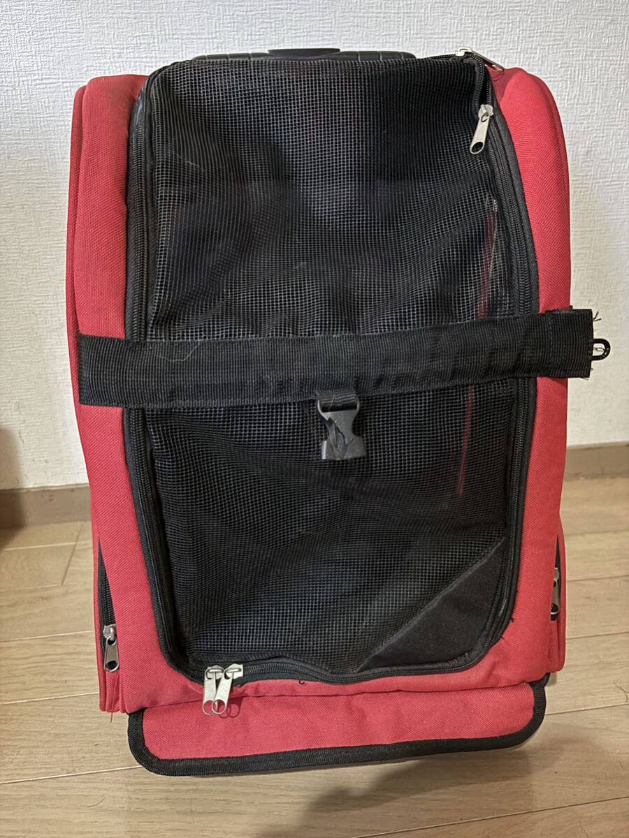 【美品】犬猫 ドッグキャリー ドッグリュック 小型〜中型犬用 ペットカート 赤拍卖