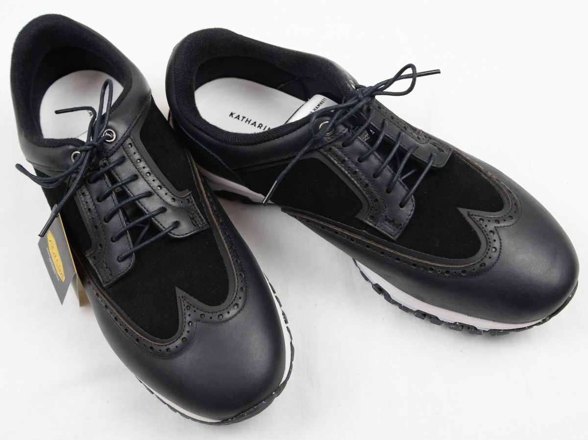 ●KATHARINE HAMNETT LONDONキャサリンハムネットレザースニーカー(31718,ブラック,25.0,VIBRAMソール採用)新品拍卖