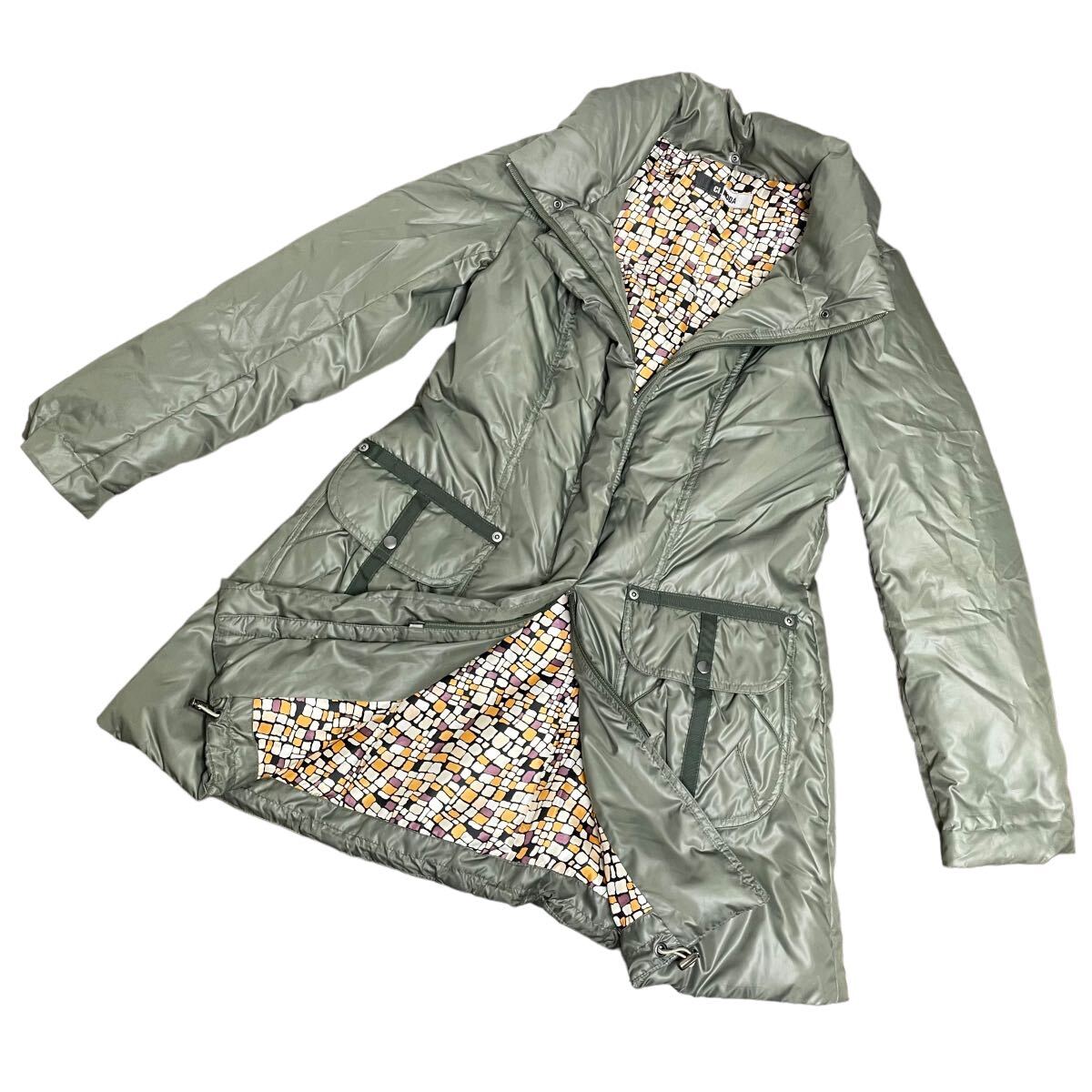 美品 Ci-MODA ダウンコート アウター 総柄 カラフル ダブルジップ おしゃれ 可愛い カーキ 1円 1スタ拍卖