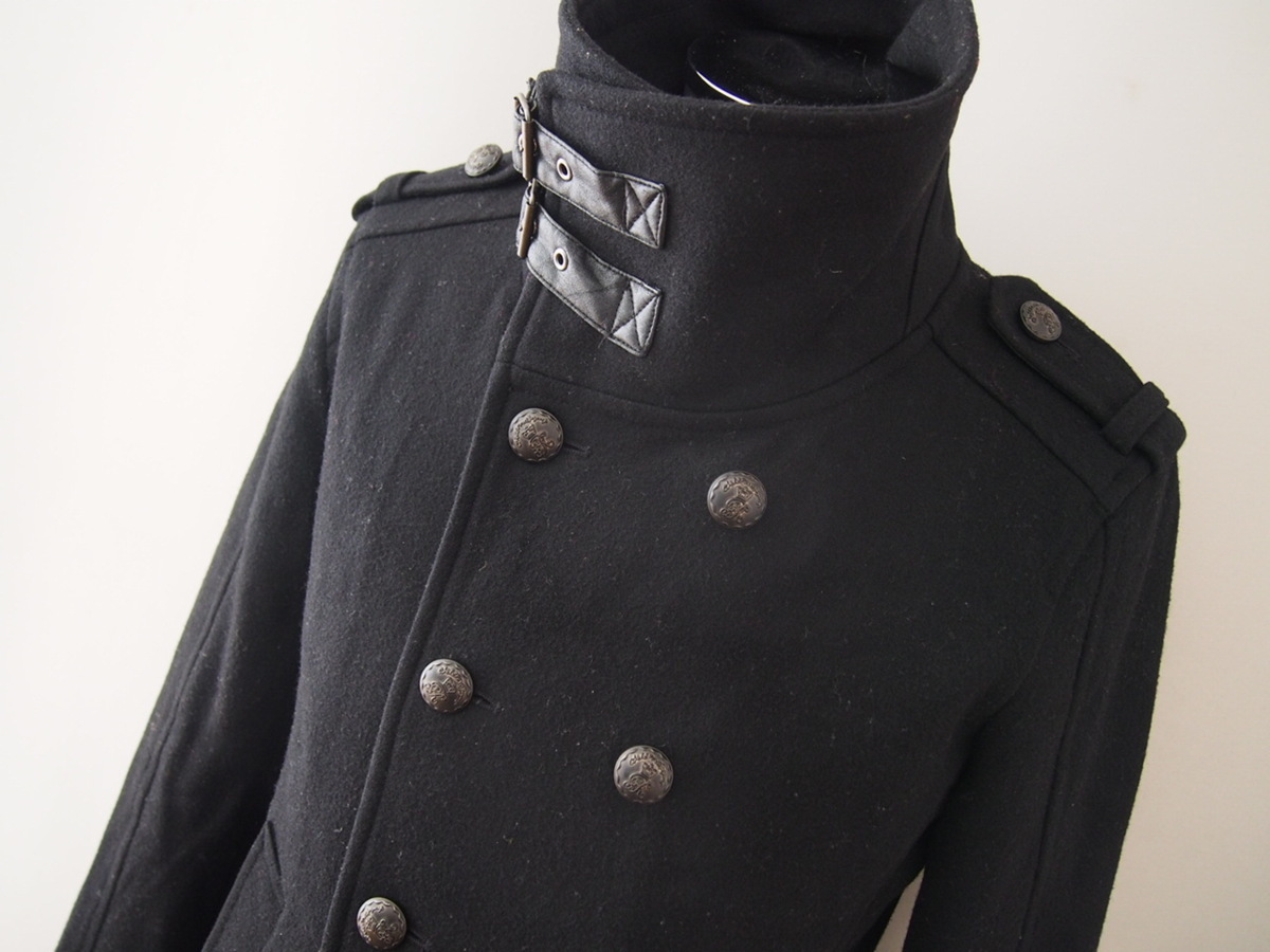 ミッシェルクランオム★ダブルブレストメルトンPコート★付属品欠品あり★襟スロートラッチベルト★サイズ46★MICHEL KLEIN HOMME拍卖