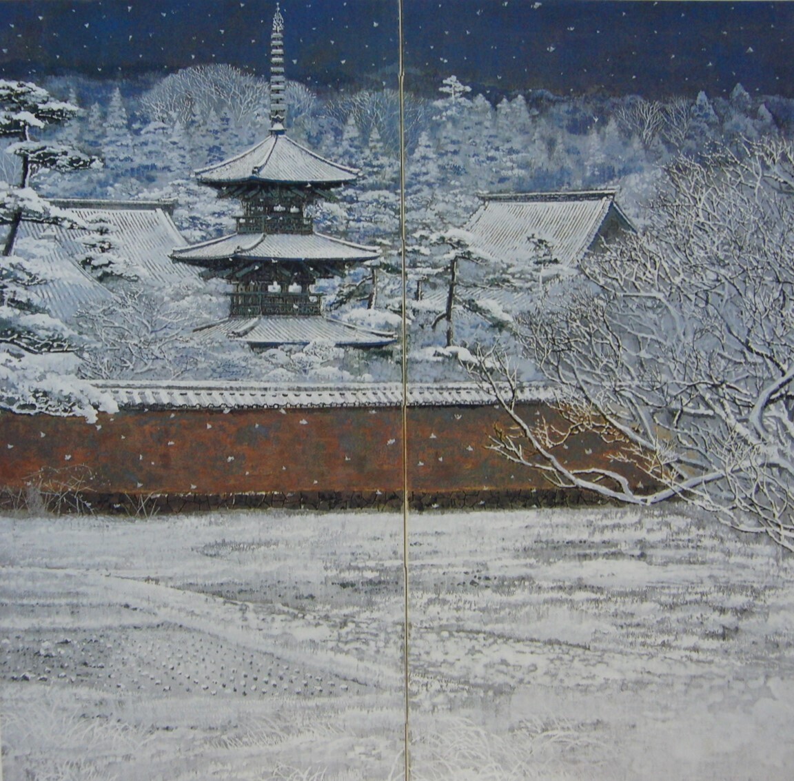 後藤純男、【塔映「雪」】、希少な額装用画集より、厳選、新品額装、マット額装付、状態良好、日本人画家拍卖