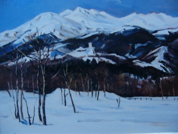 岡宏【乗鞍岳冬景】希少画集画、状態良好、新品高級額装付、送料無料、洋画 油彩 風景拍卖