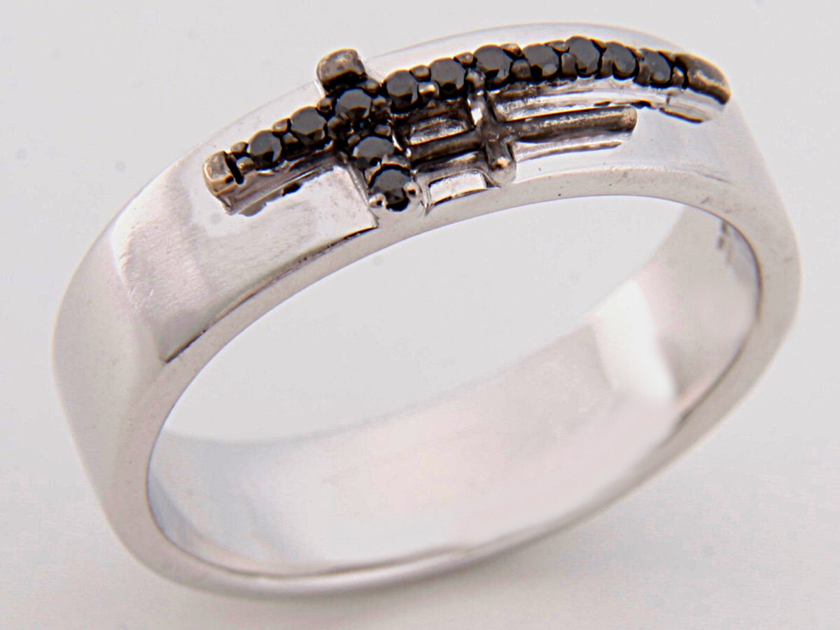 ★☆見て!K18WG0.05Ct天然ブラックダイヤモンドリング8号!MJ-2169拍卖