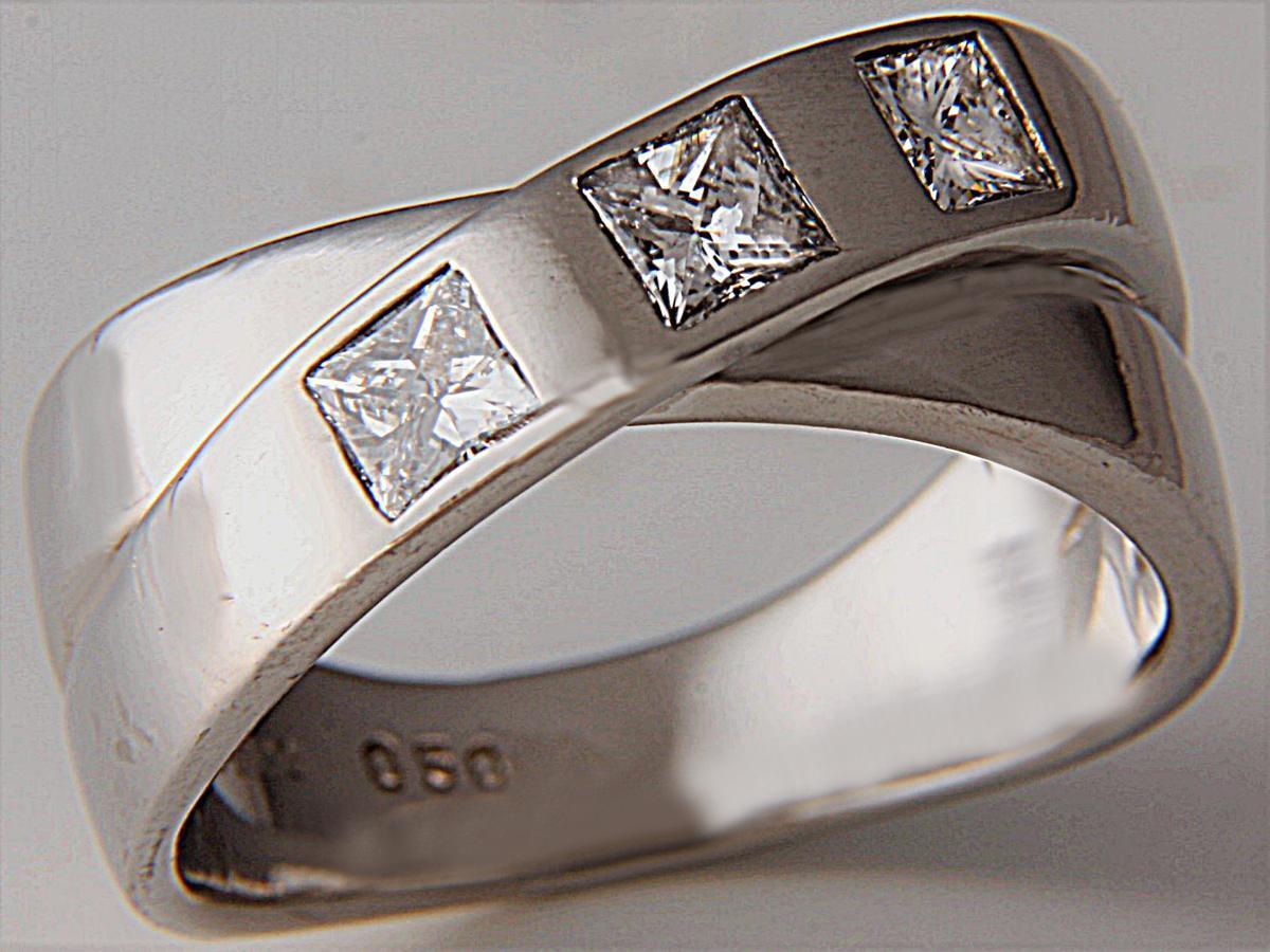★☆P900プラチナ0.50Ctプリンセスカット天然ダイヤモンドリング指輪13号!MJ-2106拍卖