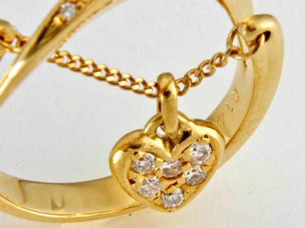 ★☆見て!K18金揺れるハート0.14Ctダイヤリング指輪10号!MJ-1686拍卖