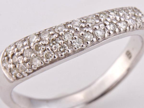 ★☆K18WG0.30Ct天然ダイヤモンドリング指輪15号!MJ-1814拍卖