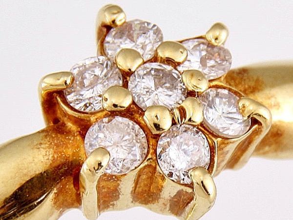 ★☆見て!K18金雪の結晶0.12Ctダイヤリング指輪11号!MJ-1678拍卖