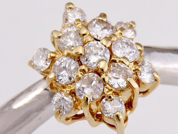 ★☆K18金×Pt900雪の結晶0.28Ctダイヤモンドリング指輪11.5号!MJ-1865拍卖