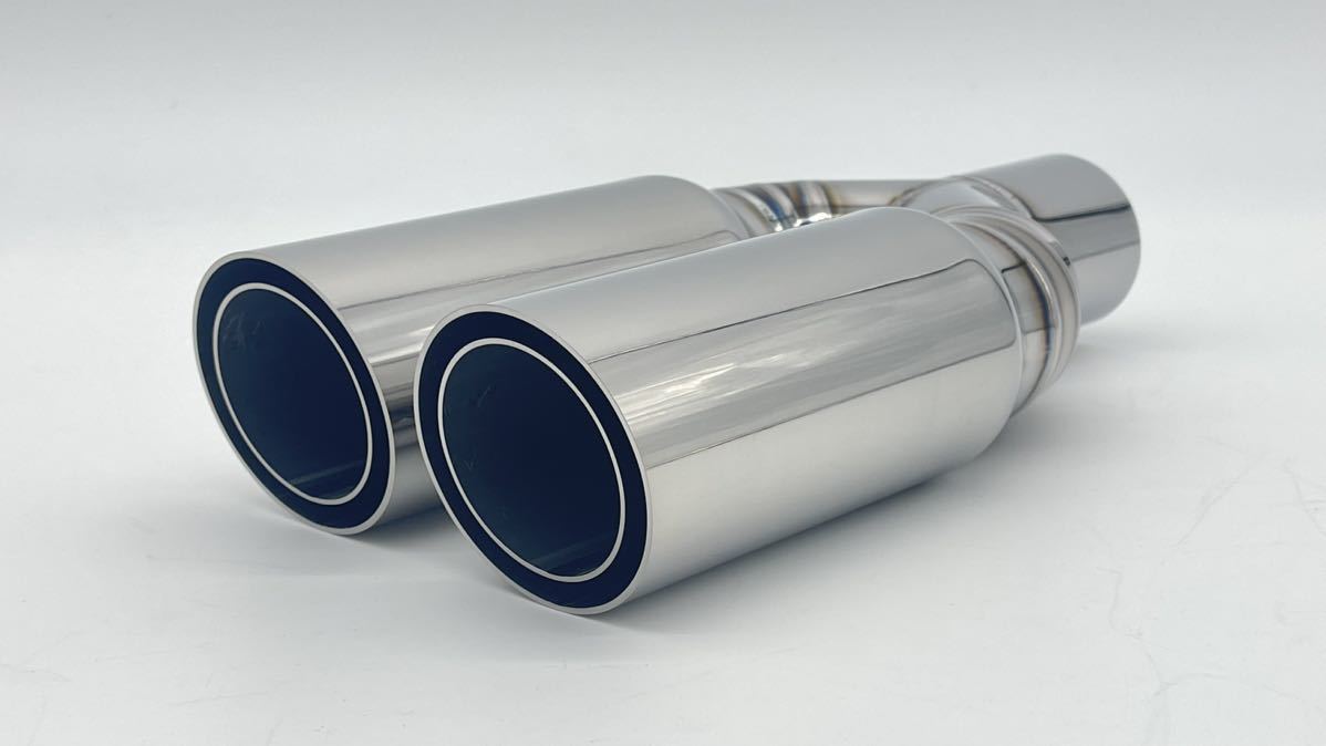 ☆エビ管二重構造デュアルマフラー出口外パイプ径65Φ内パイプ径50.8φW 15°スラッシュカット入口50.8φ サイズ寸法等変更可能拍卖