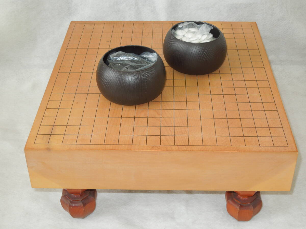 桂碁盤(3寸脚付)・プラスチック碁石(碁器付)セット拍卖