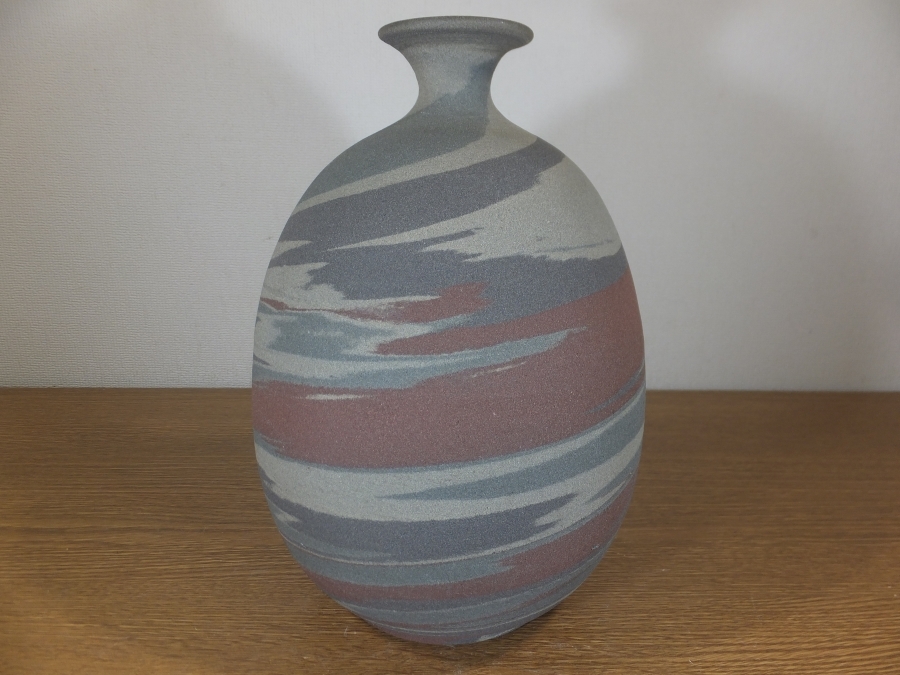 【真作保証】 立井清人 (治甫) 自作 練上花入 波佐見焼 治甫窯 日本伝統工芸 コレクター放出品 長崎県 ⑧拍卖