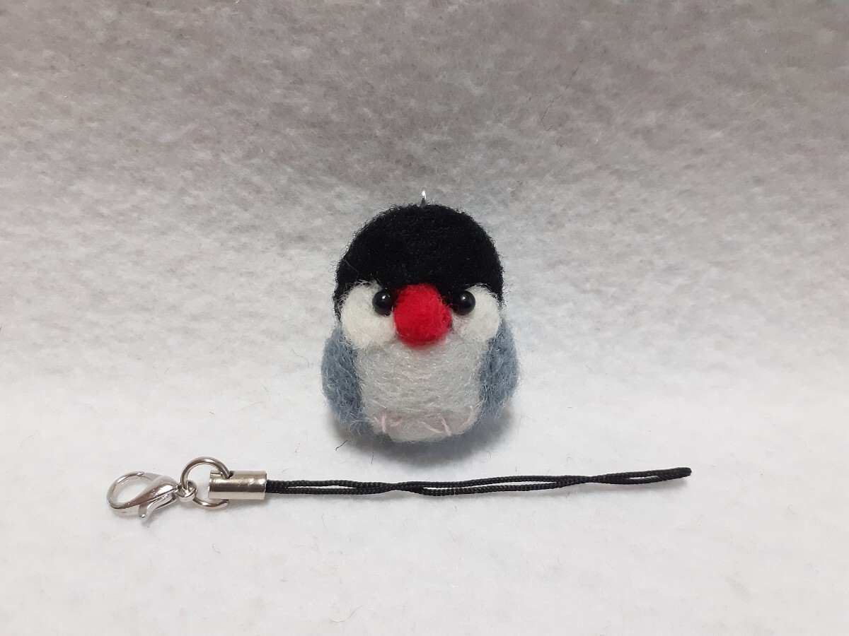 羊毛フェルト ハンドメイド コロコロ野鳥 文鳥 桜文鳥ちゃん ストラップ 拍卖